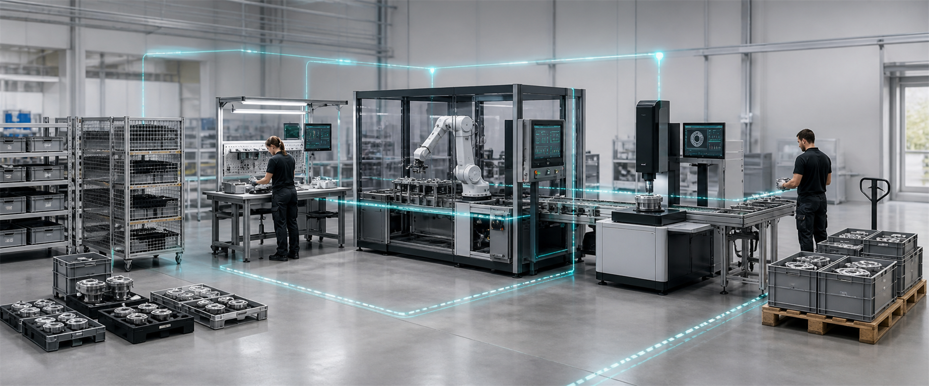 Betrieblicher Prozess, Maschinen- und Anlagenbau sowie digitale Systeme werden über gemeinsame Anforderungen und Schnittstellen zu einem ums